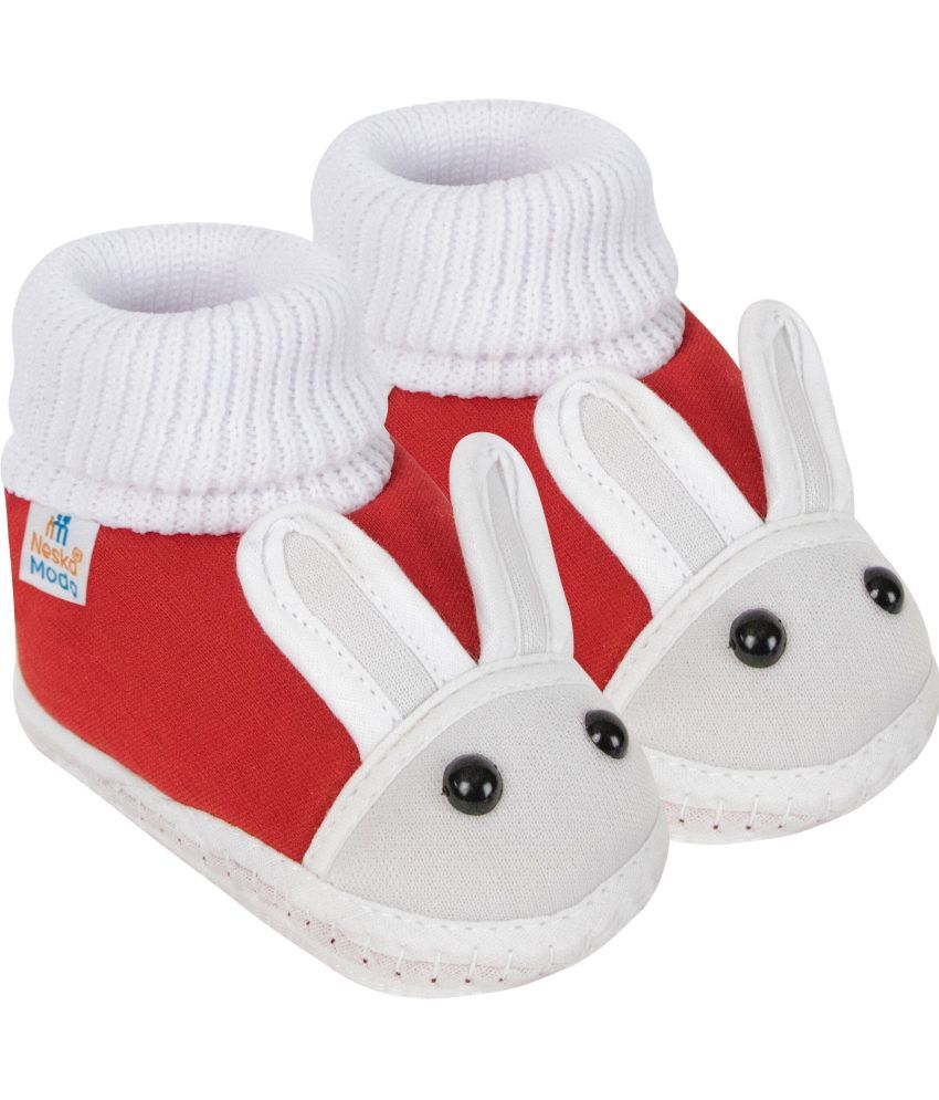     			Neska Moda - Red Booties For Baby Boy & Baby Girl 6-12 Months ( Pack of 1 )