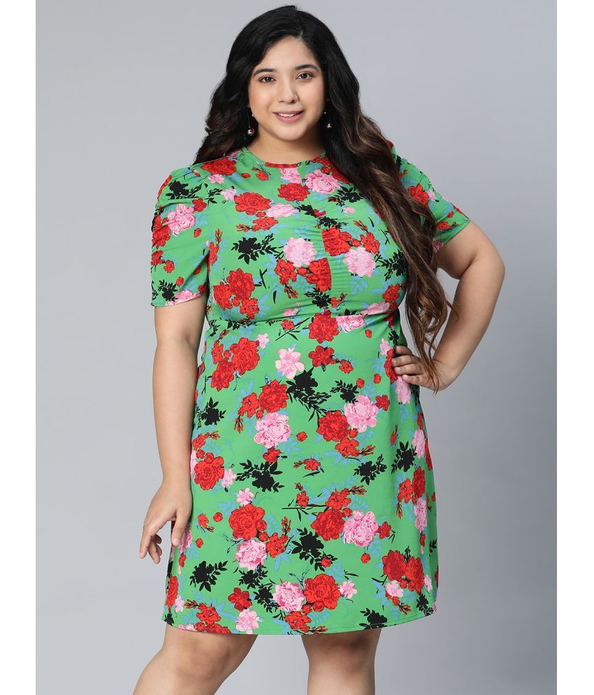     			Oxolloxo Polyester Printed Ankle Length Women's A-line Dress - Green ( Pack of 1 )