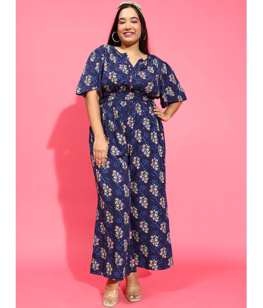     			Oxolloxo Viscose Rayon Printed Knee Length Women's A-line Dress - Navy ( Pack of 1 )