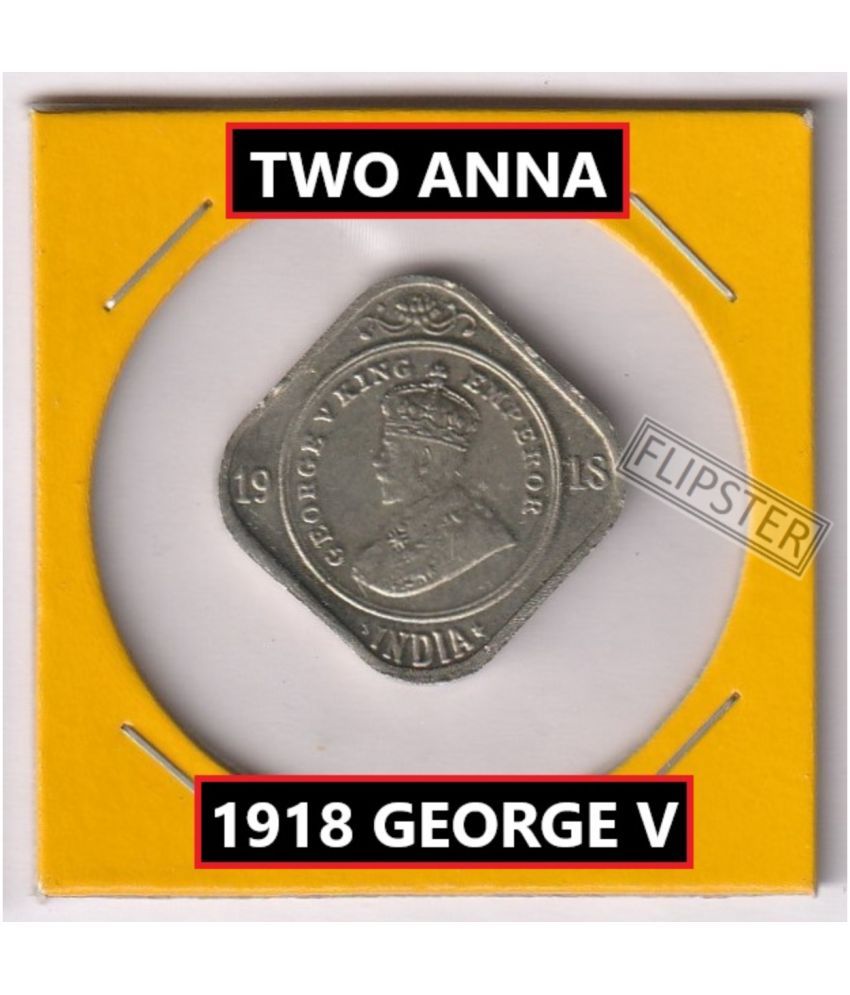     			Rare Two Anna 1918 King George 5th, old British India Coin Collection