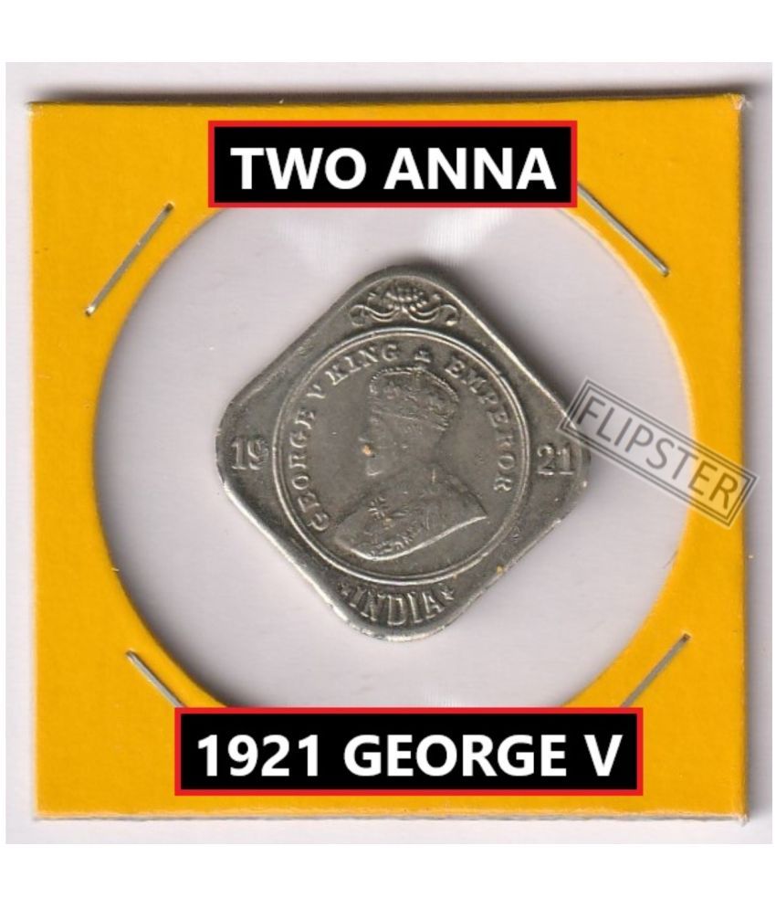     			Rare Two Anna 1921 King George 5th, old British India Coin Collection