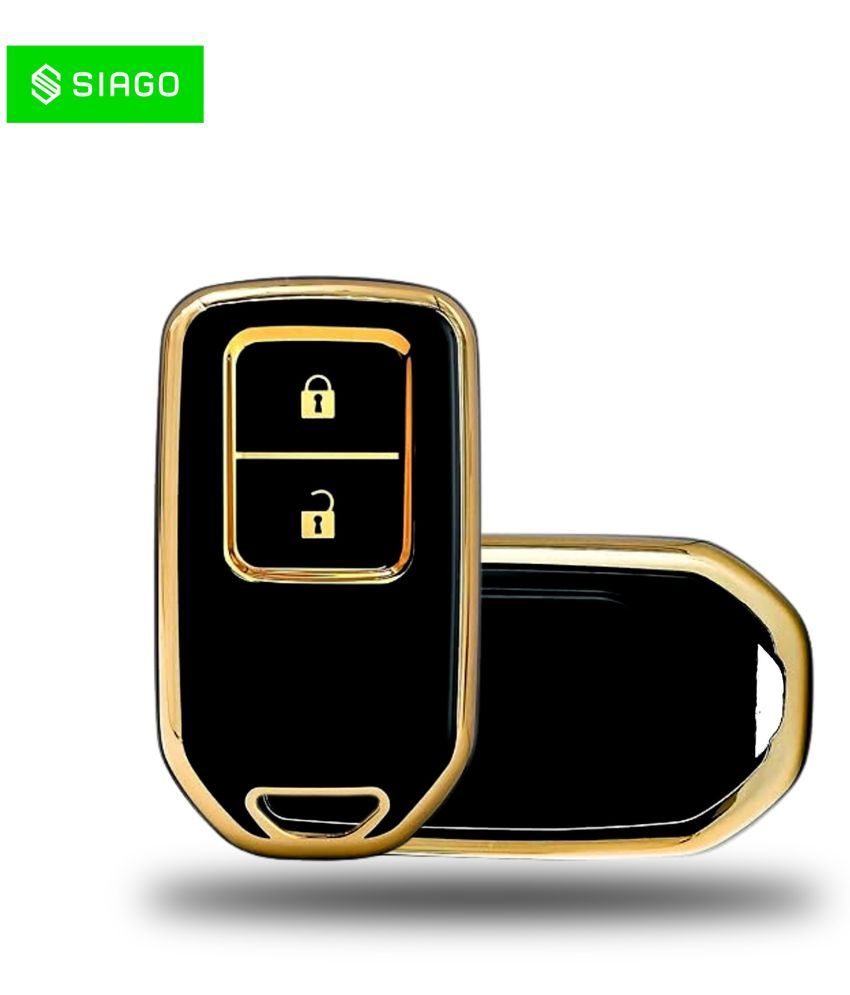     			SIAGO TPU Key Cover Compatible with Honda BRV | WRV | CRV | Jazz | City 2 Button Smart Key (Black Pack of 1)