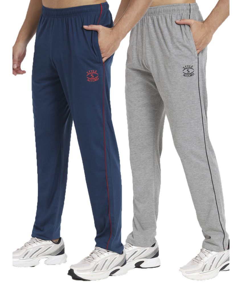     			STYLE ACCORD Light Grey Cotton Blend Men's Trackpants ( Pack of 2 )