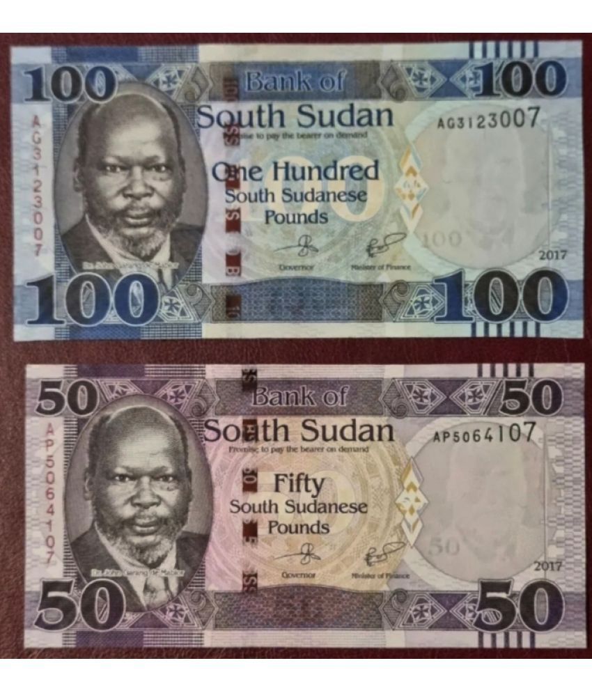     			South Sudan 50 & 100 Pounds Set of 2 Notes in Top Grade Gem UNC