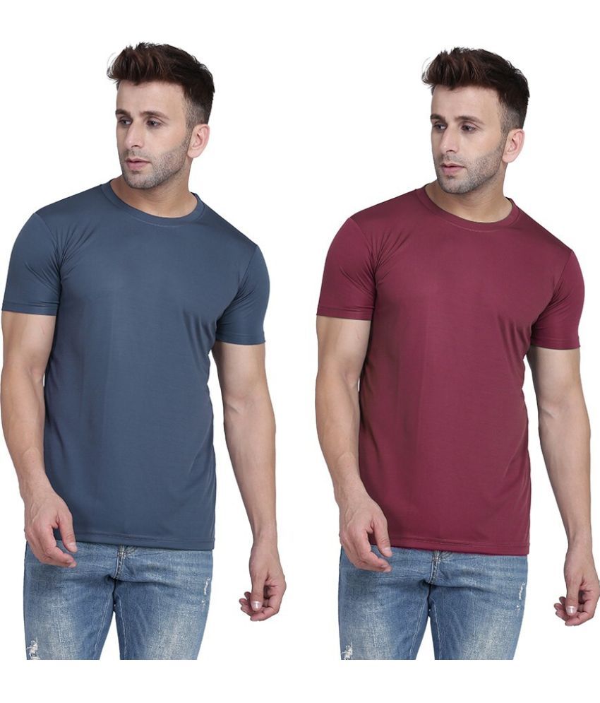     			TQH Polyester Slim Fit Solid Half Sleeves Men's Round T-Shirt - Multicolor13 ( Pack of 2 )