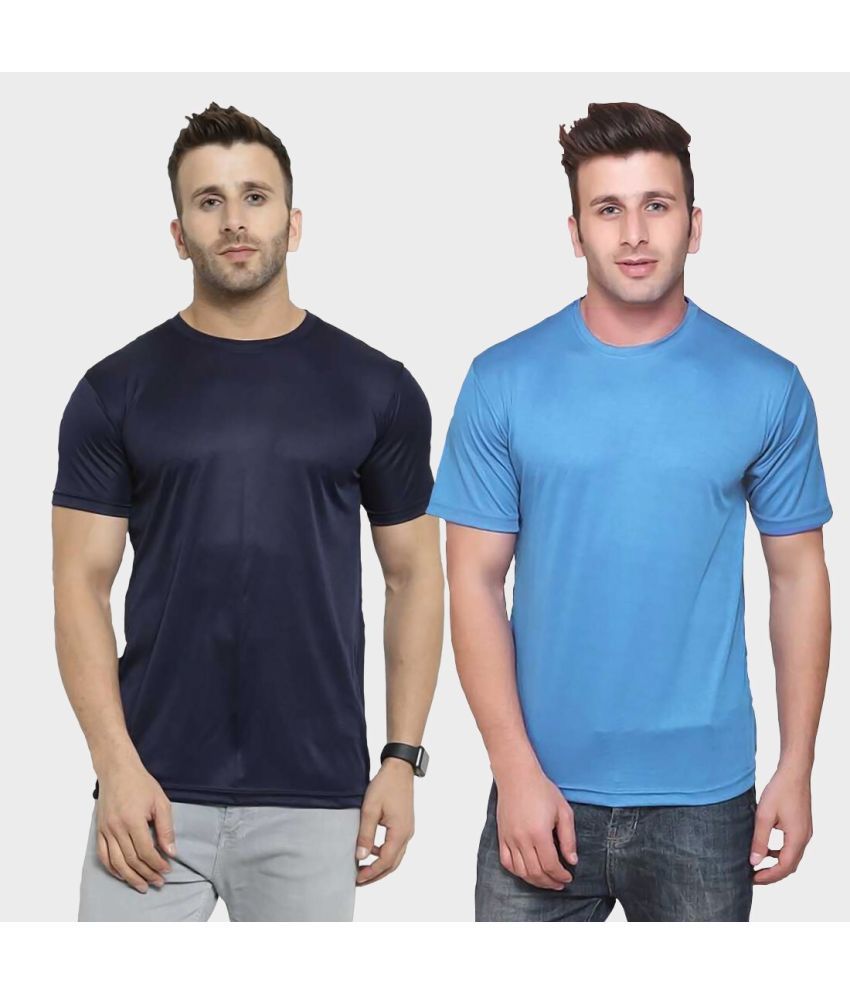     			TQH Polyester Slim Fit Solid Half Sleeves Men's Round T-Shirt - Multicolor6 ( Pack of 2 )