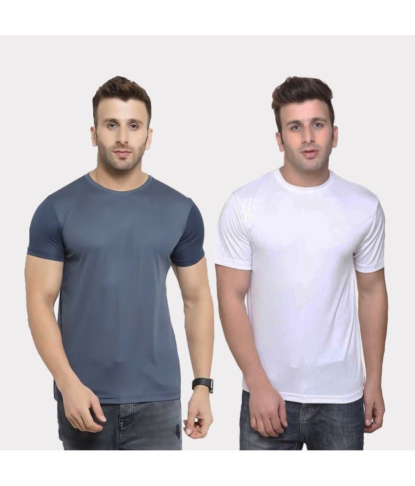     			TQH Polyester Slim Fit Solid Half Sleeves Men's Round T-Shirt - Multicolor10 ( Pack of 2 )