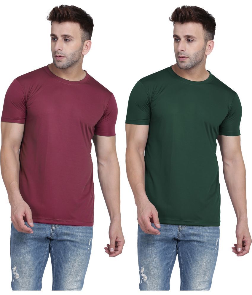     			TQH Polyester Slim Fit Solid Half Sleeves Men's Round T-Shirt - Multicolor13 ( Pack of 2 )