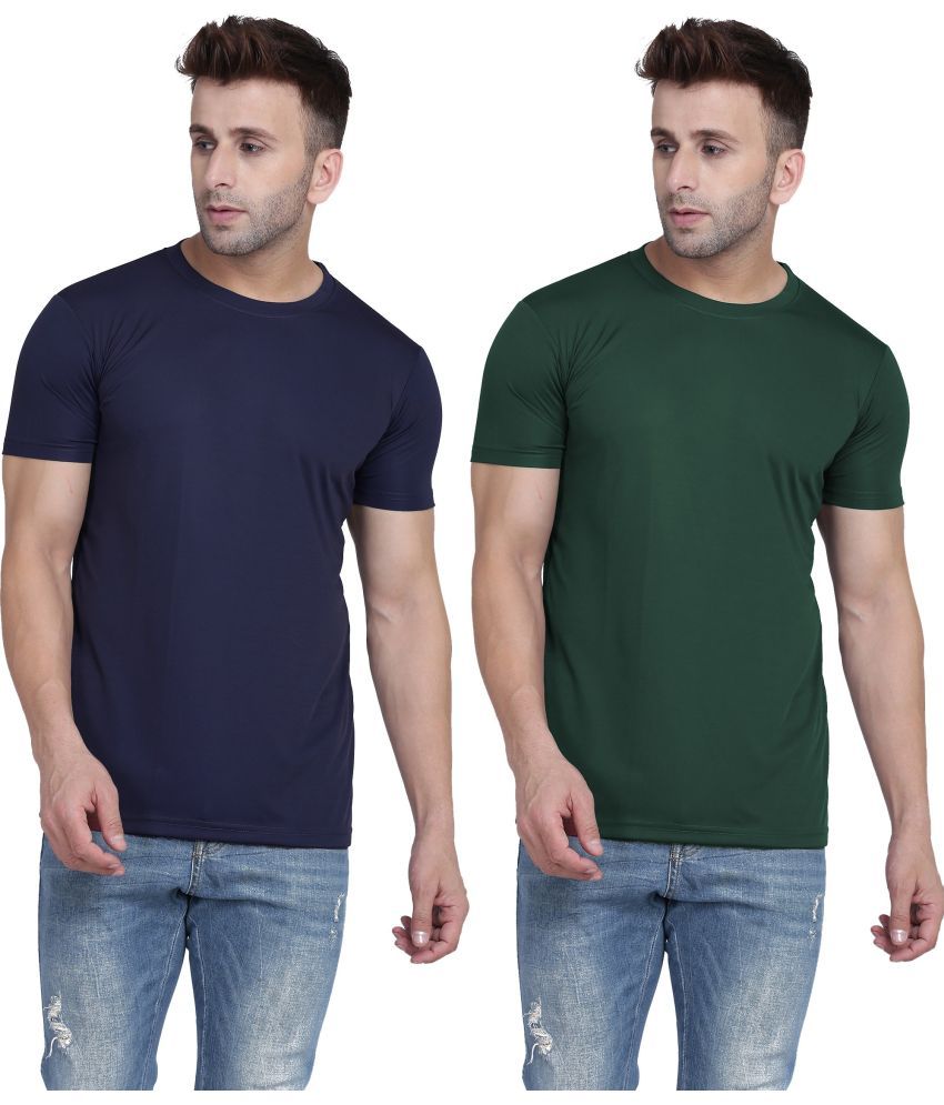     			TQH Polyester Slim Fit Solid Half Sleeves Men's Round T-Shirt - Multicolor1 ( Pack of 2 )