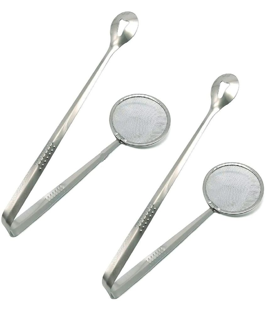     			VillWin Silver Stainless Steel Multipurpose Frying Filter Spoon Clip 2 Pcs ( Set of 2 )