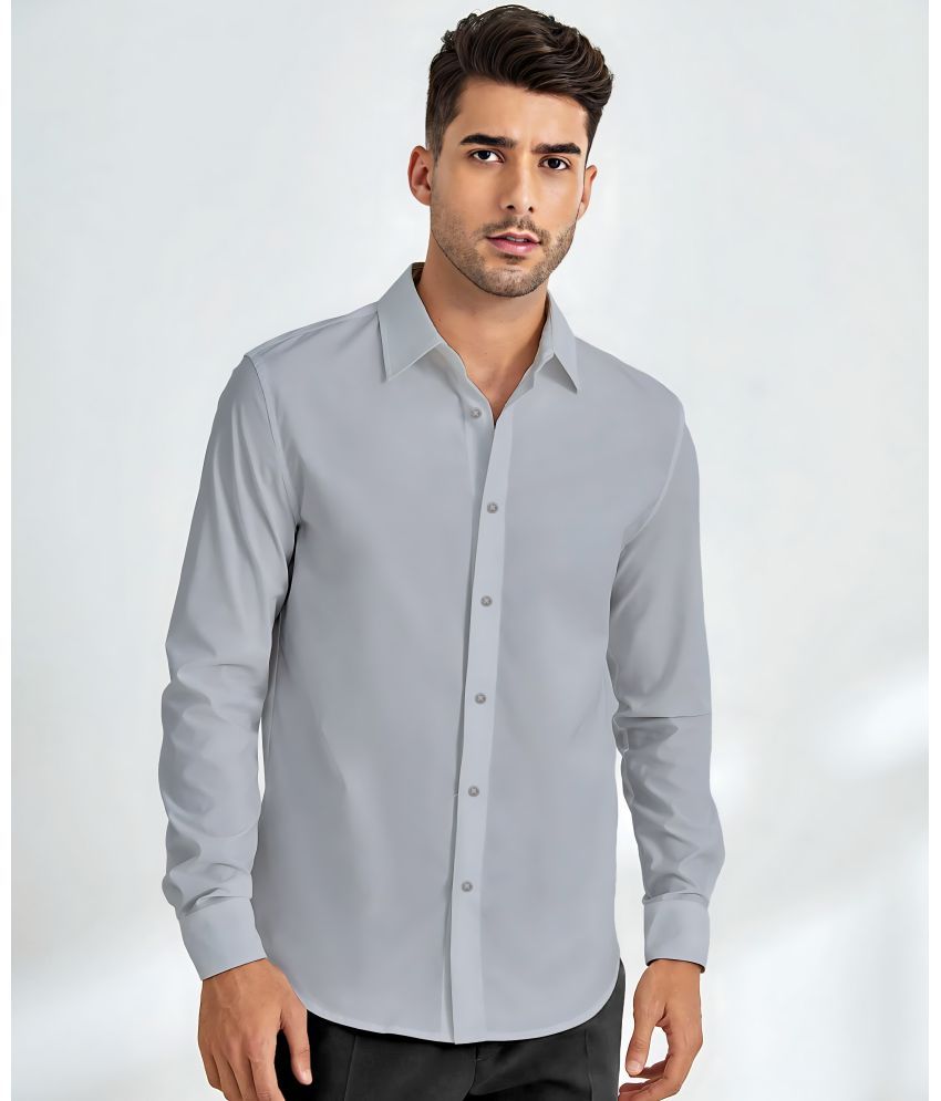     			WEBRIC Cotton Blend Regular Fit Solids Full Sleeves Men's Casual Shirt - Light Grey ( Pack of 1 )