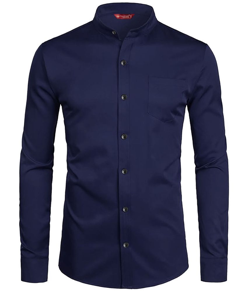     			Yugnik Cotton Blend Slim Fit Full Sleeves Men's Formal Shirt - Navy Blue ( Pack of 1 )