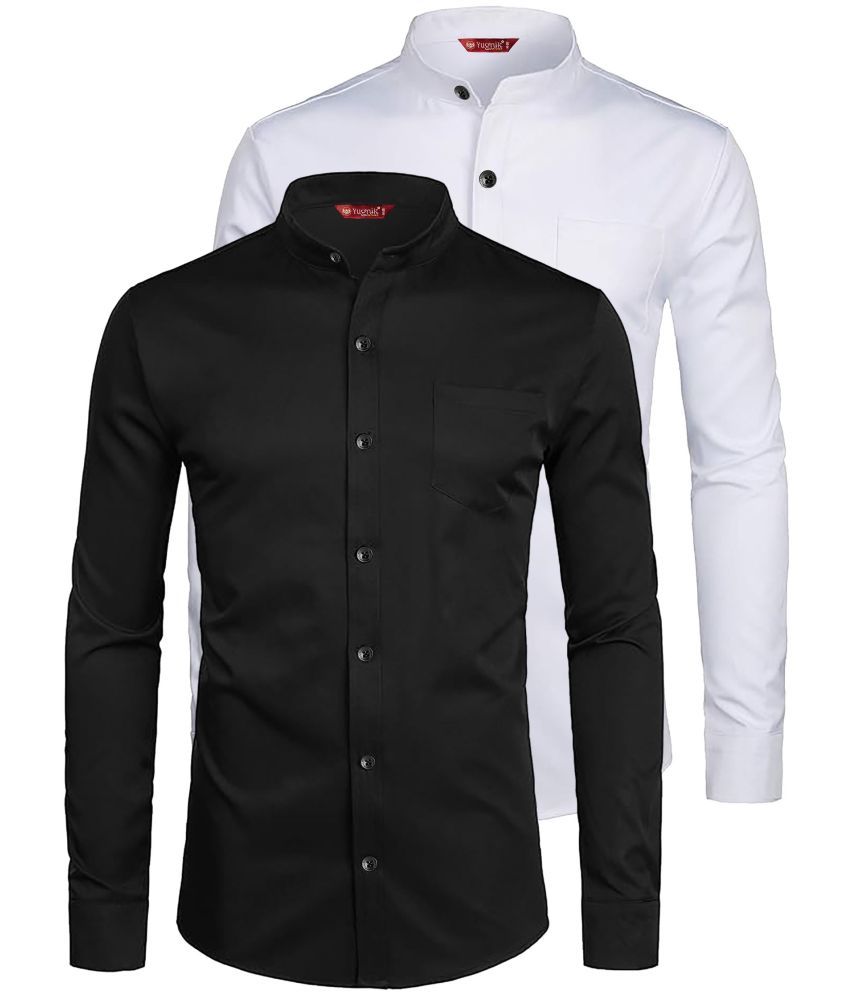     			Yugnik Cotton Blend Slim Fit Full Sleeves Men's Formal Shirt - Black ( Pack of 2 )