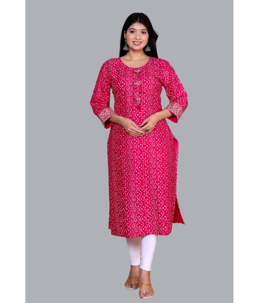     			miravan Pack of 1 Rayon Printed Straight Women's Kurti - ( Pink )