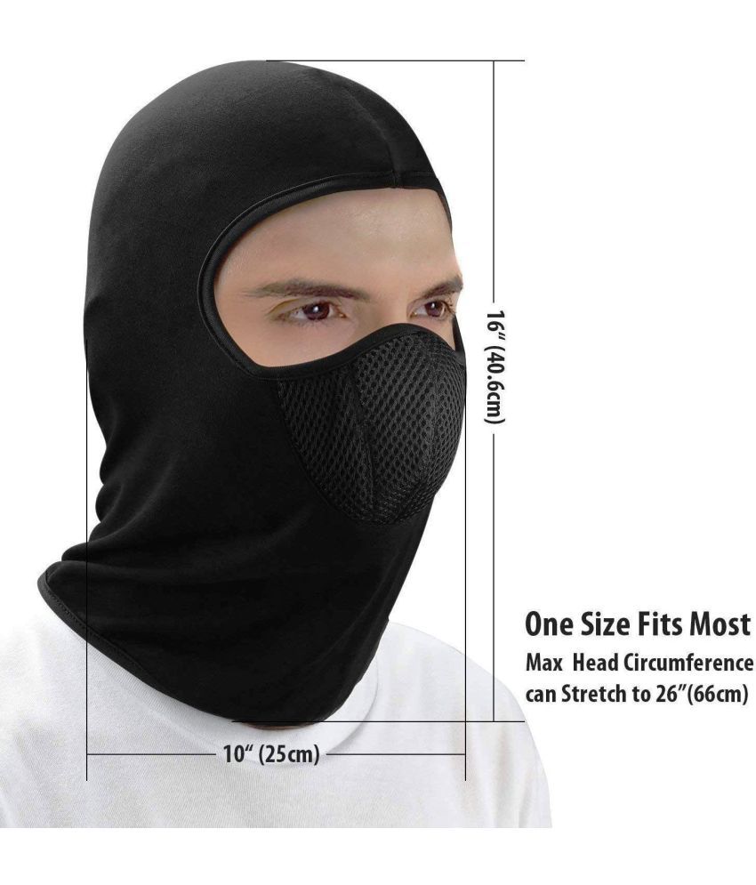     			AKSMIT Black Solid Cotton Bike Face Cover Free