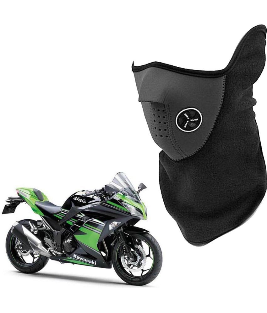     			AKSMIT Black Solid Woollen Bike Face Cover Free