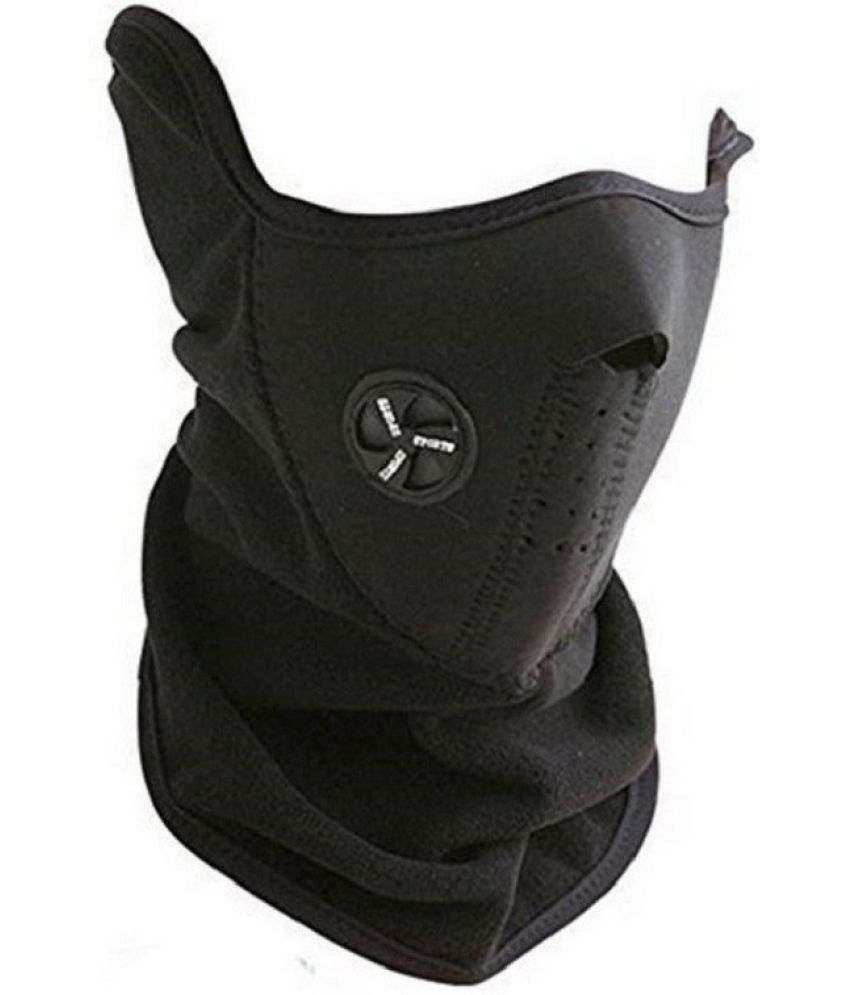     			AKSMIT Black Solid Woollen Bike Face Cover Free