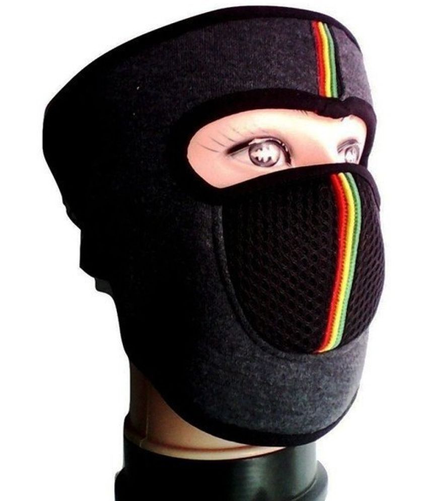     			AKSMIT Black Solid Woollen Bike Face Cover Free