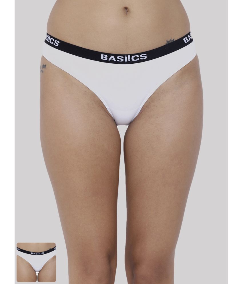     			BASIICS By La Intimo Pack of 2 Cotton Briefs For Women ( White )