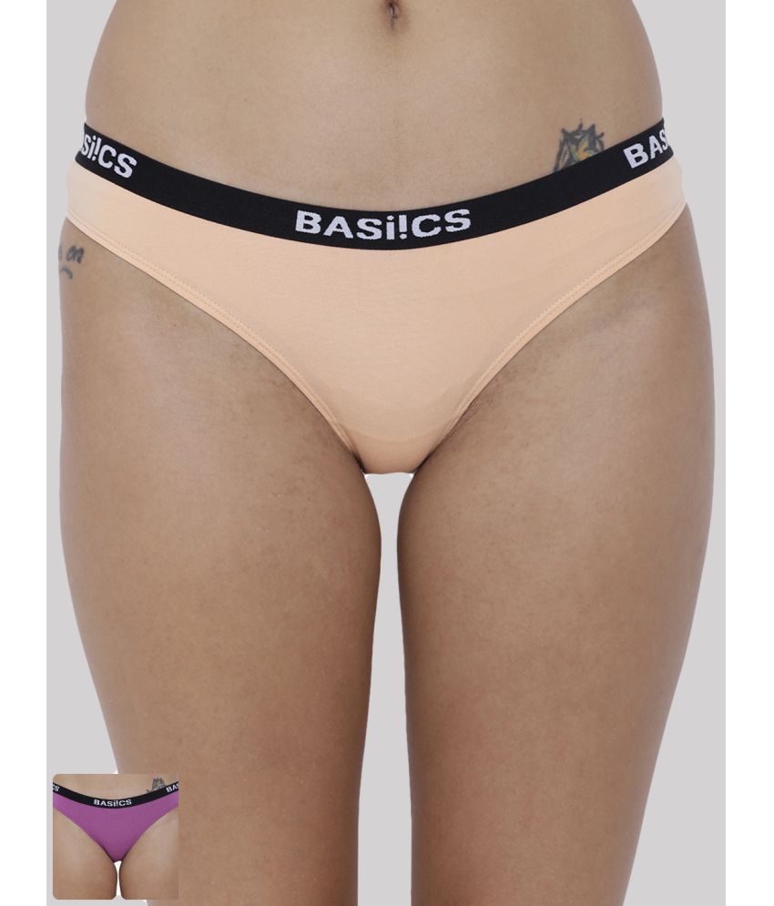     			BASIICS By La Intimo Pack of 2 Cotton Briefs For Women ( Multi Color )