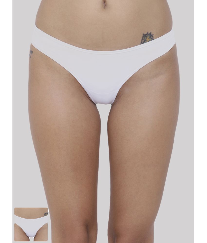     			BASIICS By La Intimo Pack of 2 Polyester Thongs For Women ( White )