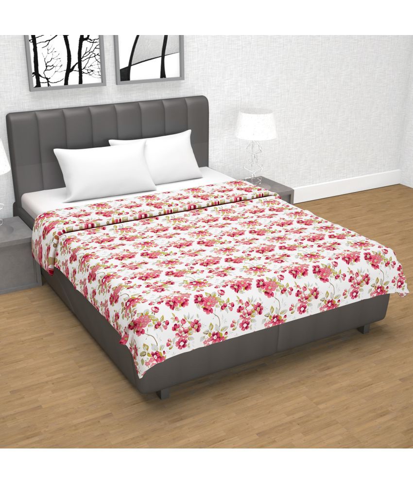     			DIVINE CASA Cotton Floral Printed Double Bed Blanket ( 220 cm x 205 cm ) - Pink ( Pack of 1 )