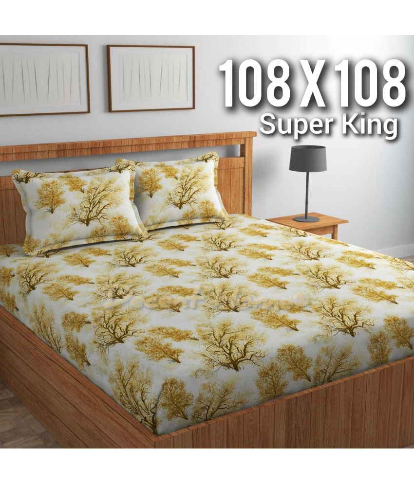     			Decent Home Cotton 1 Double King Bedsheet with 2 Pillow Covers ( Gold )