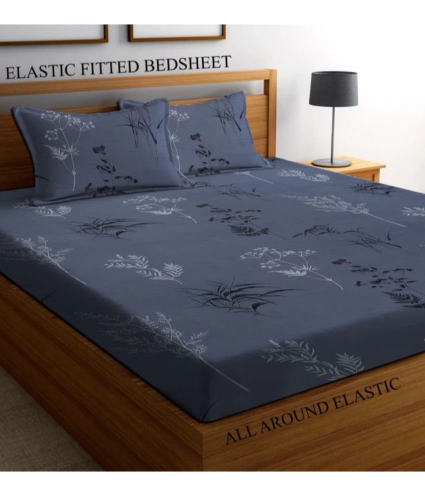     			Decent Home Cotton Abstract Printed Fitted ( Double Bed ) - Light Grey