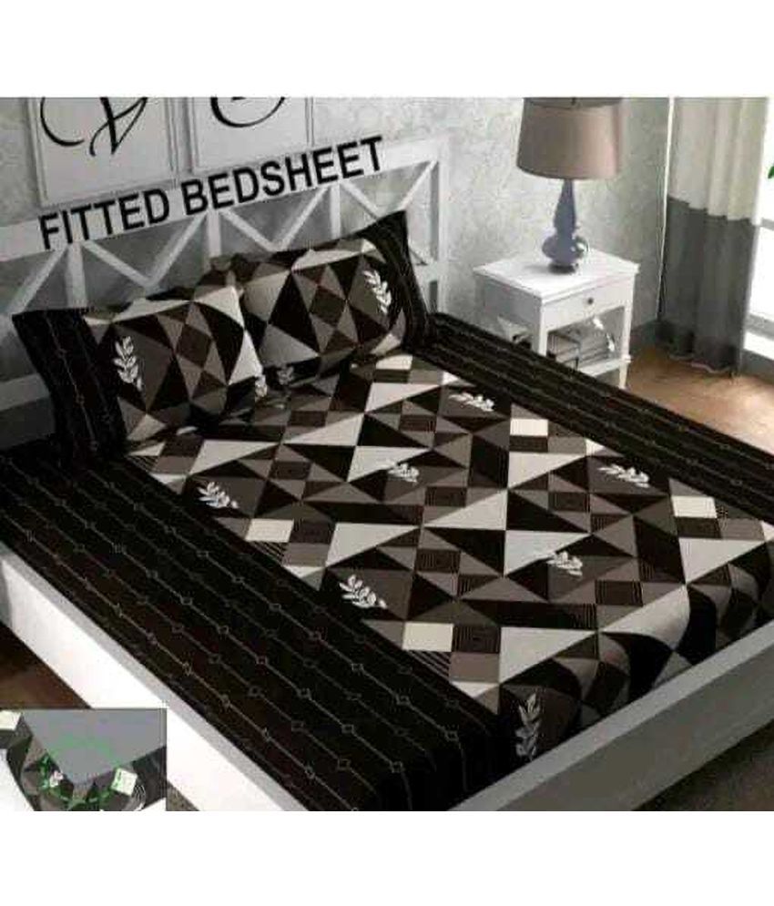     			Decent Home Cotton Abstract Printed Fitted ( Double Bed ) - Brown