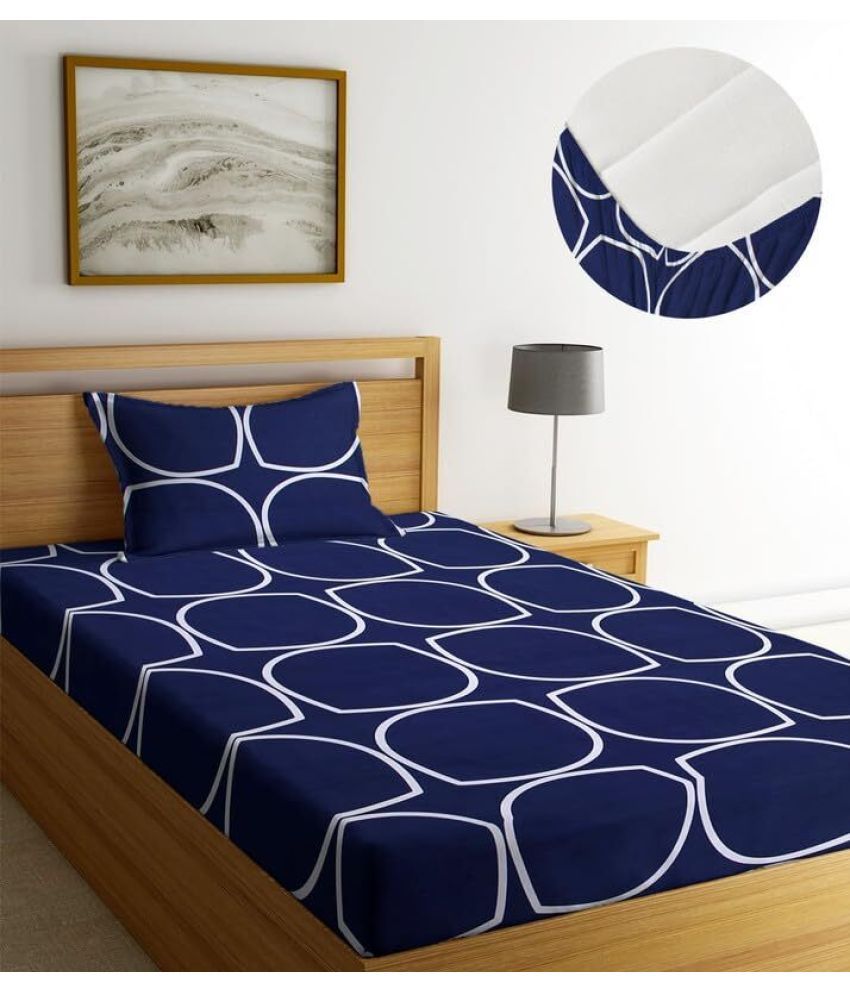     			Decent Home Cotton Abstract Printed Fitted ( Single Bed ) - Blue