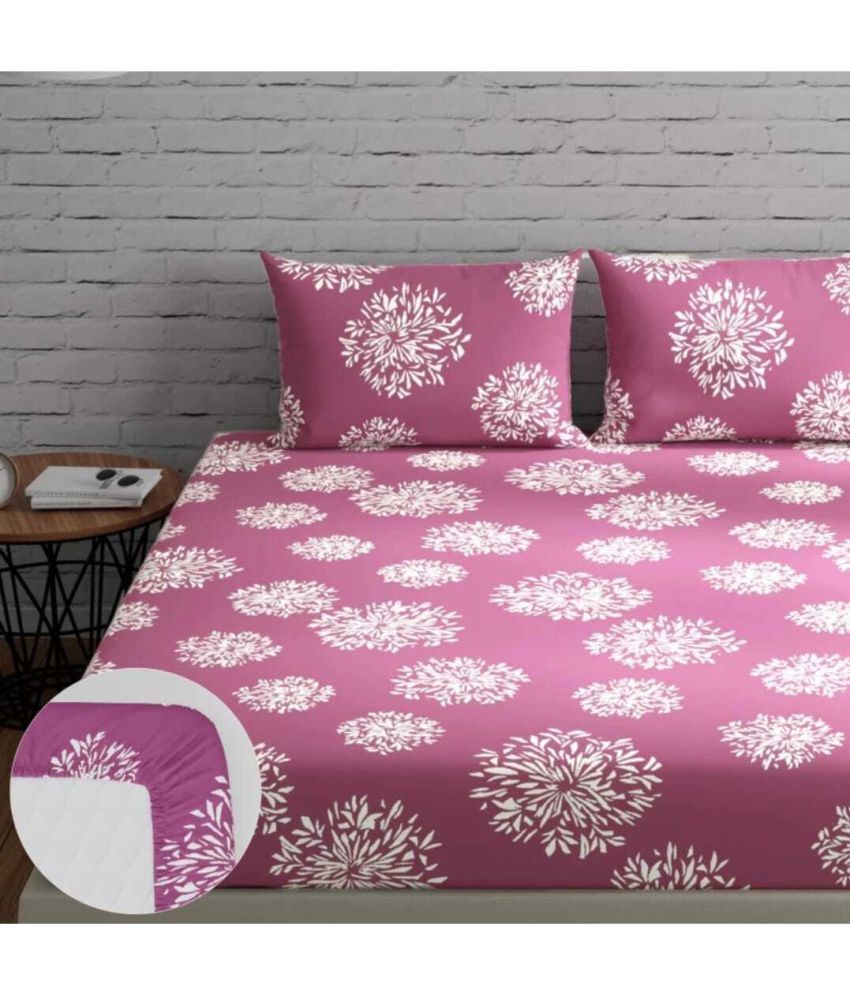     			Decent Home Cotton Abstract Printed Fitted ( Double Bed ) - Pink