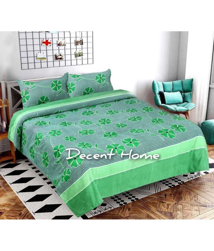     			Decent Home Microfiber 1 Double Bedsheet with 2 Pillow Covers ( Green )