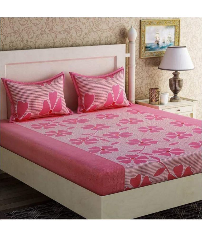     			Decent Home Microfiber 1 Double Bedsheet with 2 Pillow Covers ( Pink )