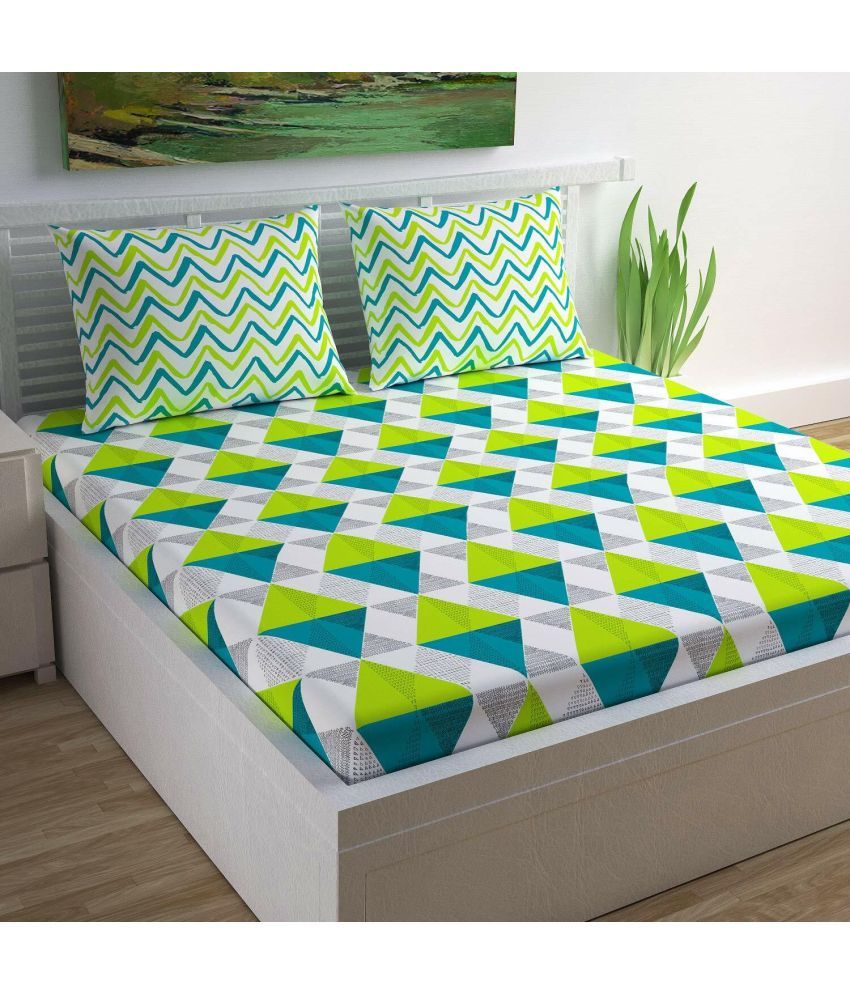     			Decent Home Poly Cotton 1 Double Bedsheet with 2 Pillow Covers ( Green )