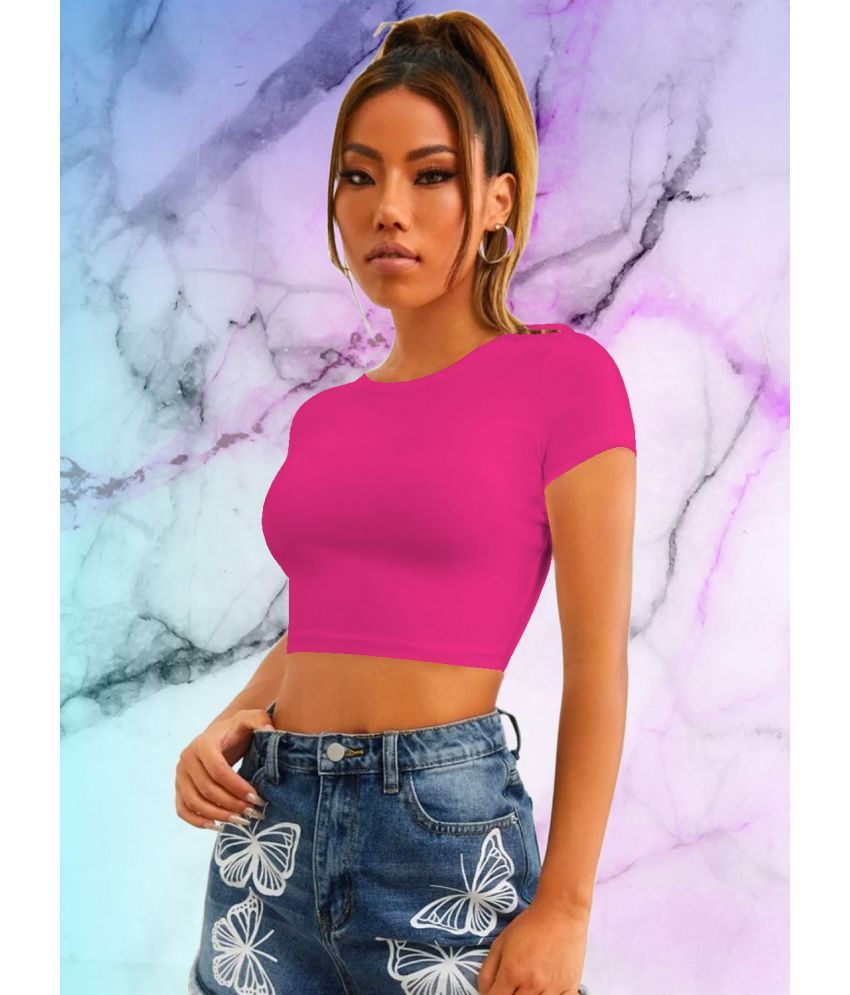     			Dream Beauty Fashion Pink Polyester Women's Crop Top ( Pack of 1 )