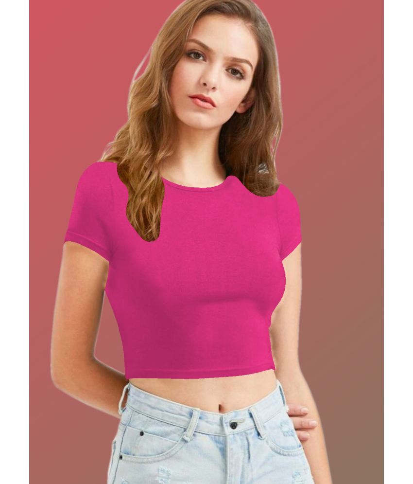     			Dream Beauty Fashion Pink Polyester Women's Crop Top ( Pack of 1 )