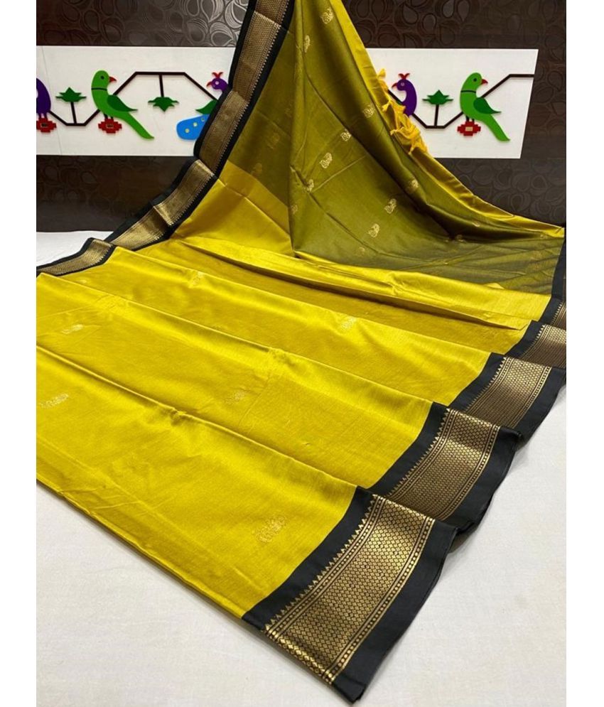     			FAB SILK Pack of 1 Cotton Silk Woven Saree With Blouse Piece ( Yellow )