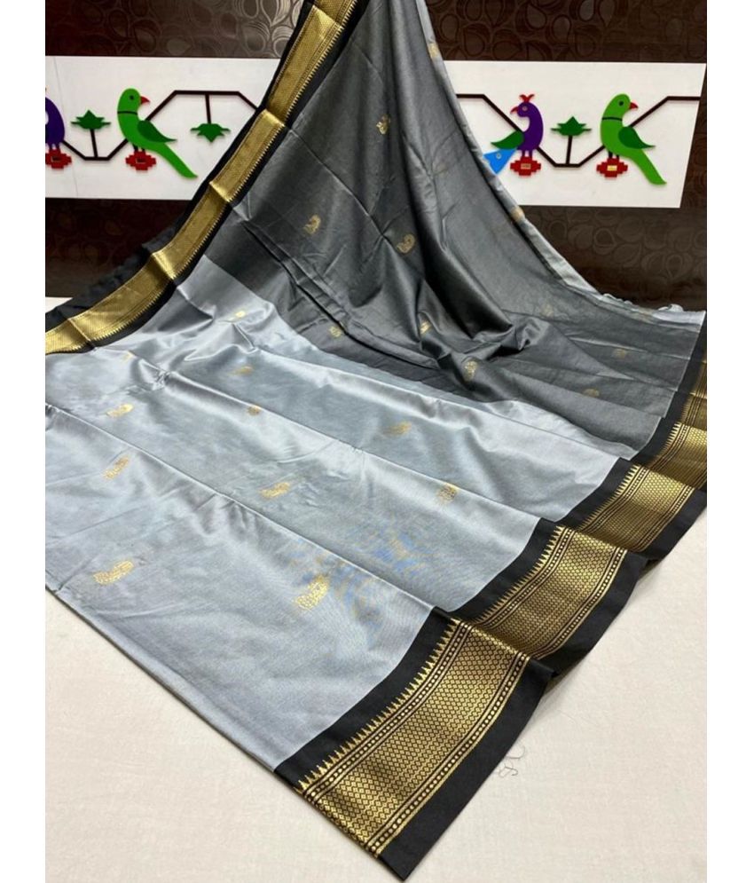     			FAB SILK Pack of 1 Cotton Silk Woven Saree With Blouse Piece ( Grey )