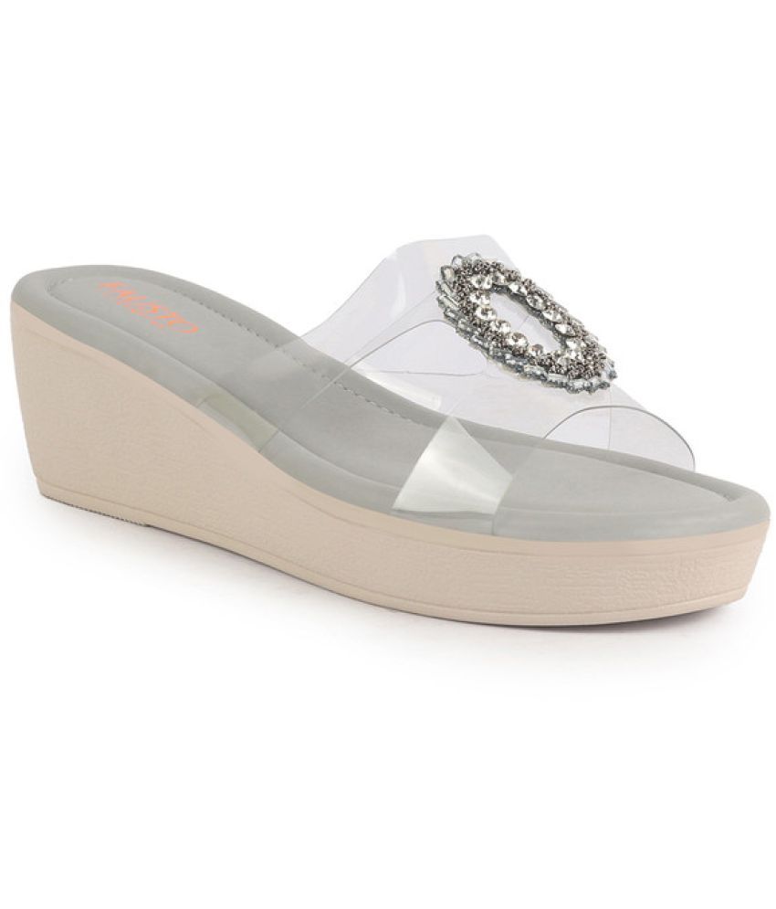     			Fausto Light Grey Women's Slip On Heels