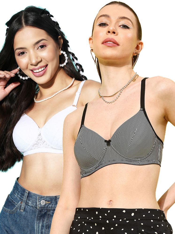     			Leading Lady Pack of 2 Nylon Lightly Padded T-Shirt Bra For Women ( White )