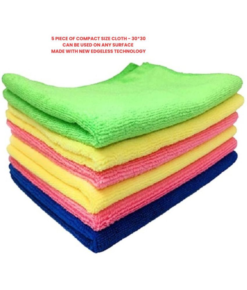     			MANSUDH Multicolor 240 GSM Microfiber Cloth For Automobile ( Pack of 5 )