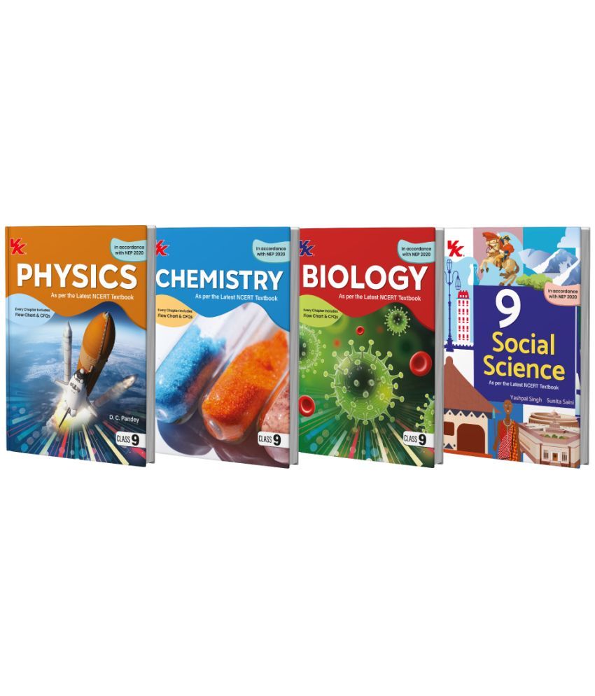     			Physics, Chemistry, Biology, Social Science Book for Class 9 (Set of 4) | CBSE (NCERT) | NEP | Examination 2025-26 | by VK Global Publications