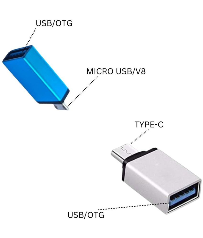     			THRIFTKART - (1PC-ONLY )  Micro USB to OTG and (1PC-ONLY ) Type-C to OTG  for PENDRIVE and Many More USB Enable Device to Android MOBILES VIA OTG (Pack of Type-C OTG Adaptor & V8 OTG adapter))