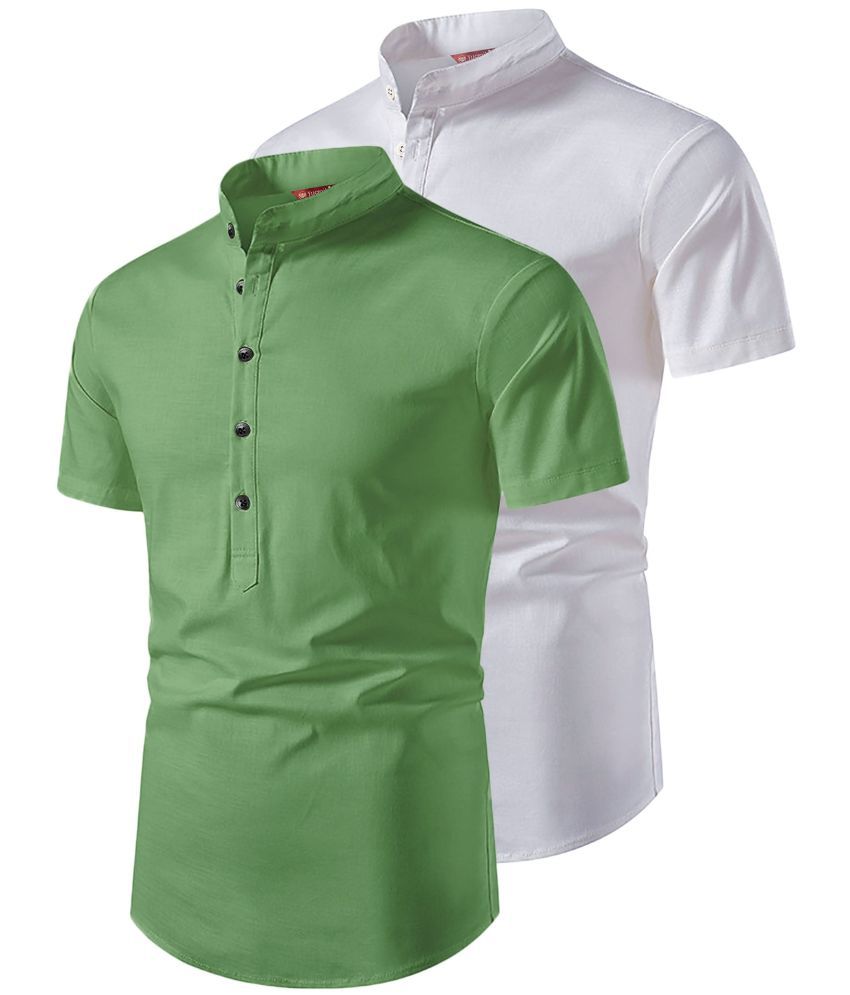     			Yugnik Light Green Cotton Men's Regular Kurta ( Pack of 2 )