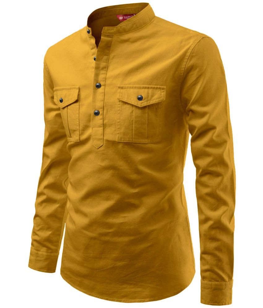     			Yugnik Yellow Cotton Men's Regular Kurta ( Pack of 1 )