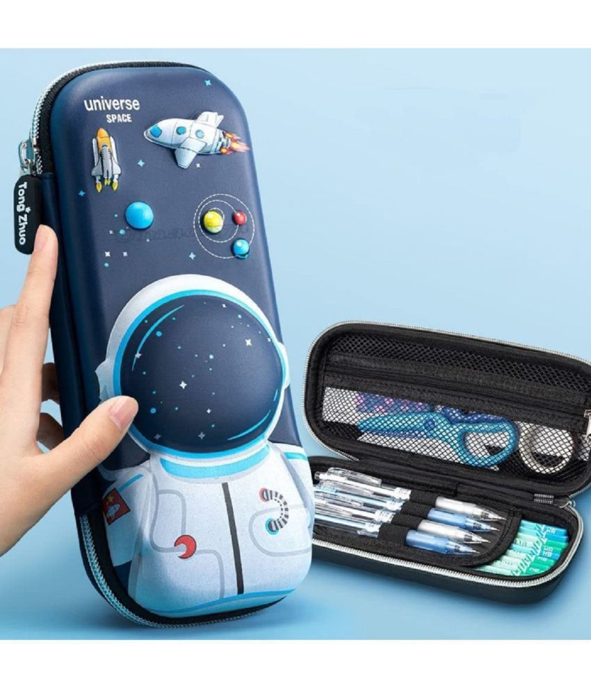     			DENFE  3D Cover Eva Space Astronaut Theme Pencil Case Large Capacity Pencil Pouch Bag Compass School Pouch Organizer For Students Kids Stylish Pen Holder Pouch Stationery Box - Canvas, Multicolor