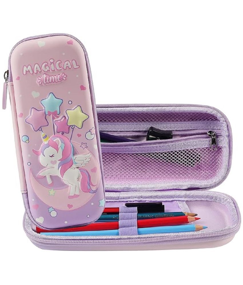     			DENFE  3D Unicorn Pencil Case, Cute Large Capacity Pen Box for Girls, 3D EVA Stationery Box Pink Pencil Pouch Organizer with Compartments Cosmetic Zip Pouch Bag School Supplies for Kids Students