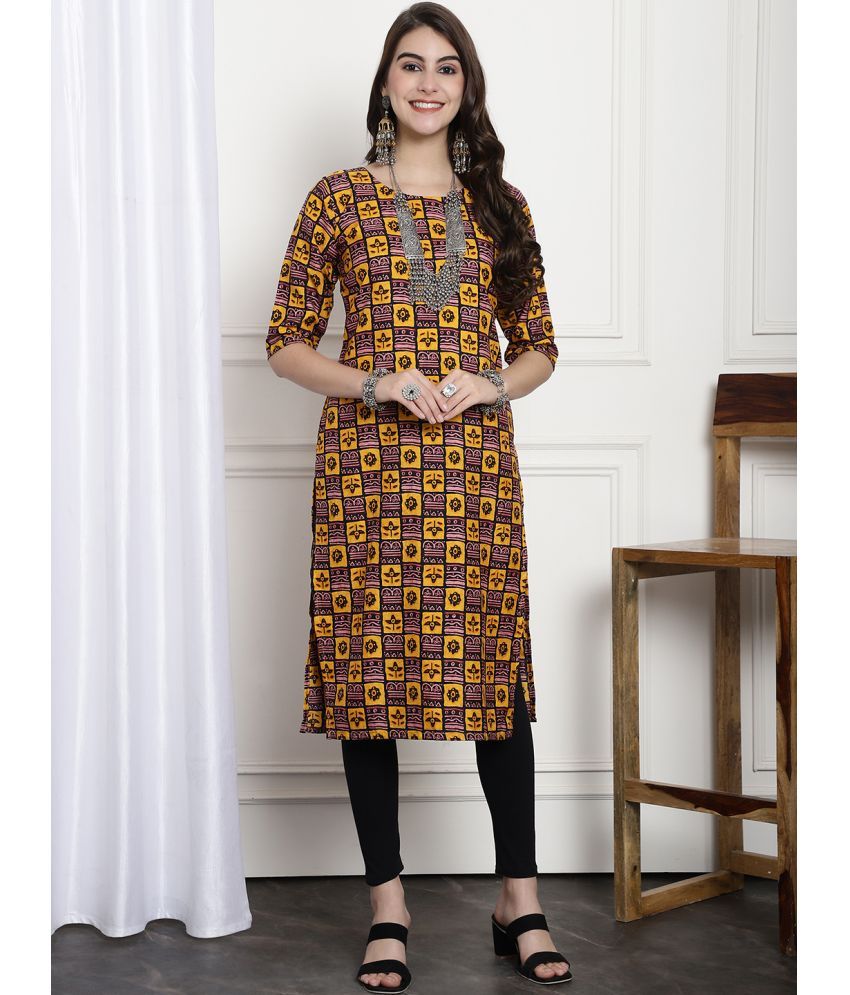     			Ethnicbasket Pack of 1 Crepe Printed Straight Women's Kurti - ( Multicoloured )