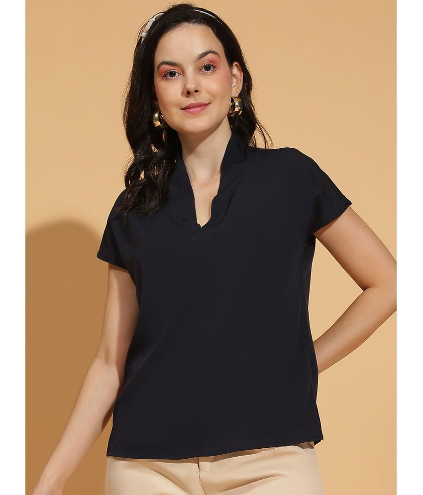     			Oxolloxo Navy Blue Polyester Women's Regular Top ( Pack of 1 )