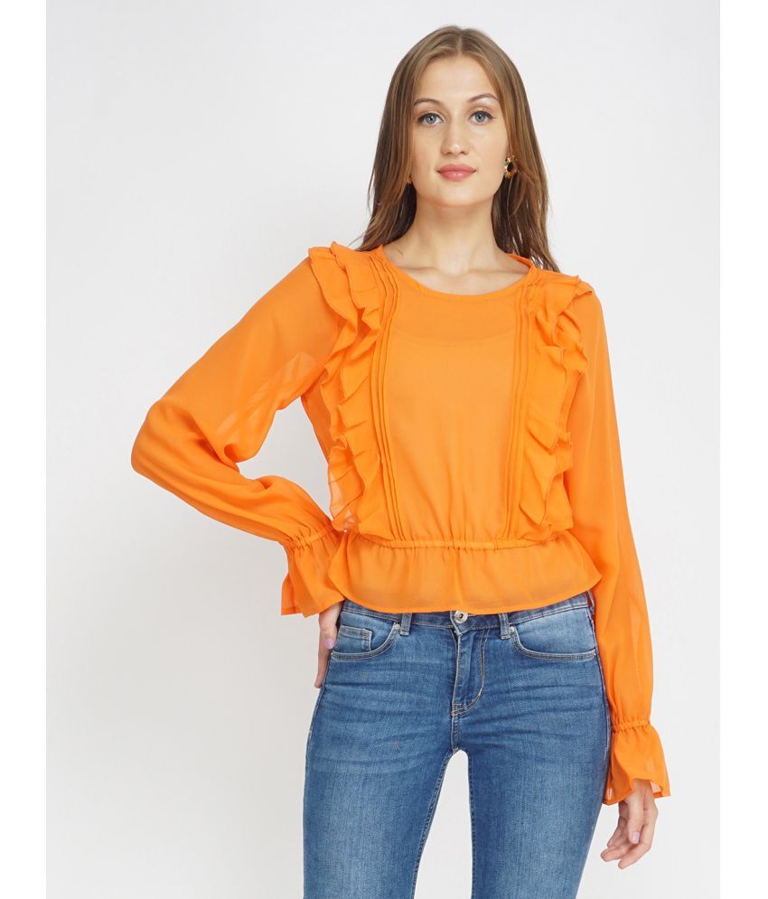     			Oxolloxo Orange Polyester Women's Regular Top ( Pack of 1 )